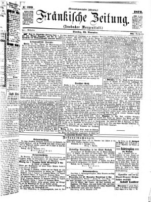 Fränkische Zeitung (Ansbacher Morgenblatt) Dienstag 25. November 1873