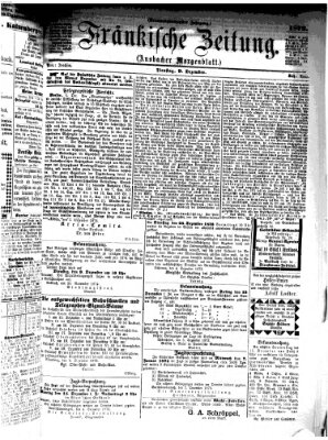 Fränkische Zeitung (Ansbacher Morgenblatt) Dienstag 9. Dezember 1873