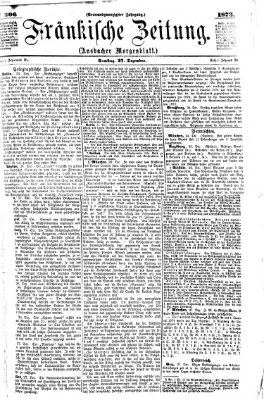 Fränkische Zeitung (Ansbacher Morgenblatt) Samstag 27. Dezember 1873