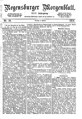 Regensburger Morgenblatt Sonntag 18. Februar 1872