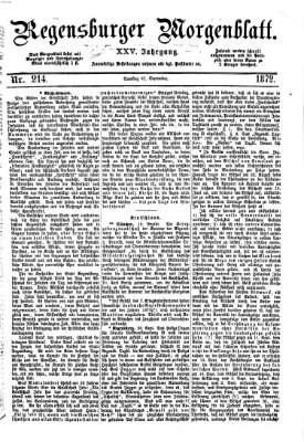 Regensburger Morgenblatt Samstag 21. September 1872