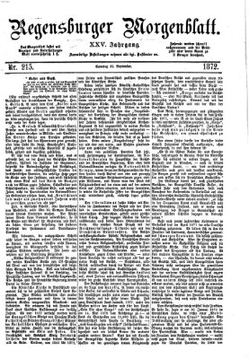 Regensburger Morgenblatt Sonntag 22. September 1872