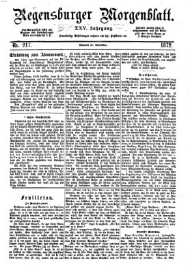 Regensburger Morgenblatt Mittwoch 25. September 1872