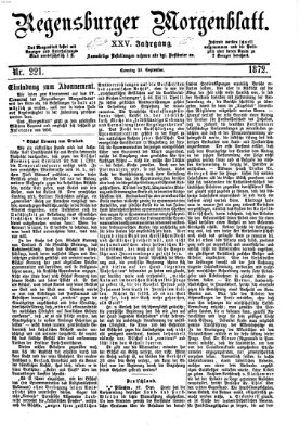 Regensburger Morgenblatt Sonntag 29. September 1872