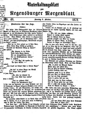 Regensburger Morgenblatt. Unterhaltungsblatt zum Regensburger Morgenblatt (Regensburger Morgenblatt) Sonntag 6. Oktober 1872