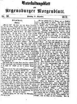 Regensburger Morgenblatt. Unterhaltungsblatt zum Regensburger Morgenblatt (Regensburger Morgenblatt) Sonntag 29. Dezember 1872