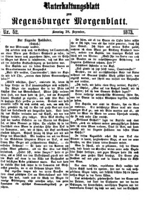 Regensburger Morgenblatt. Unterhaltungsblatt zum Regensburger Morgenblatt (Regensburger Morgenblatt) Sonntag 28. Dezember 1873