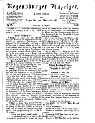 Regensburger Anzeiger Dienstag 16. Januar 1872