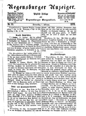 Regensburger Anzeiger Donnerstag 1. Februar 1872