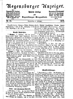 Regensburger Anzeiger Donnerstag 8. Februar 1872