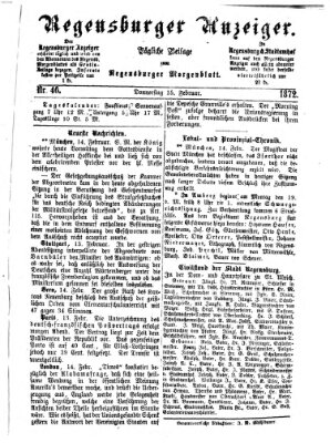 Regensburger Anzeiger Donnerstag 15. Februar 1872