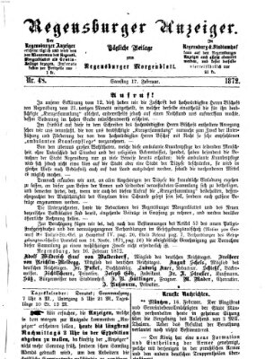 Regensburger Anzeiger Samstag 17. Februar 1872