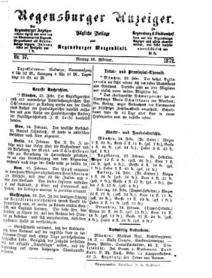 Regensburger Anzeiger Montag 26. Februar 1872