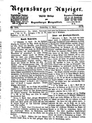 Regensburger Anzeiger Donnerstag 11. April 1872