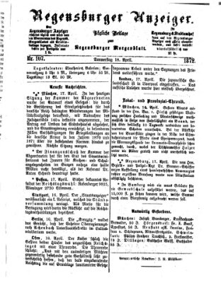 Regensburger Anzeiger Donnerstag 18. April 1872