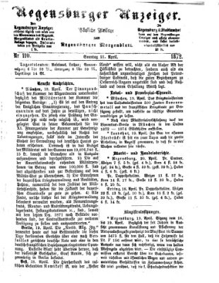 Regensburger Anzeiger Sonntag 21. April 1872