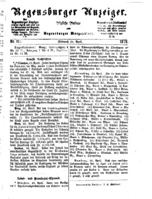 Regensburger Anzeiger Mittwoch 24. April 1872