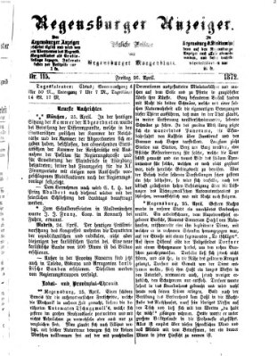 Regensburger Anzeiger Freitag 26. April 1872