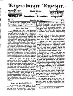 Regensburger Anzeiger Donnerstag 13. Juni 1872