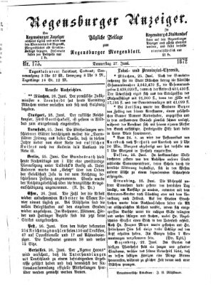 Regensburger Anzeiger Donnerstag 27. Juni 1872