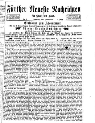 Fürther neueste Nachrichten für Stadt und Land (Fürther Abendzeitung) Donnerstag 4. Januar 1872