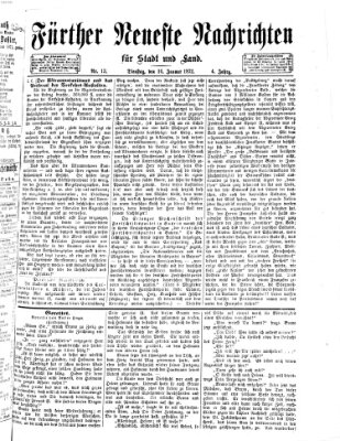 Fürther neueste Nachrichten für Stadt und Land (Fürther Abendzeitung) Dienstag 16. Januar 1872