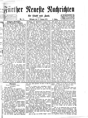 Fürther neueste Nachrichten für Stadt und Land (Fürther Abendzeitung) Mittwoch 17. Januar 1872