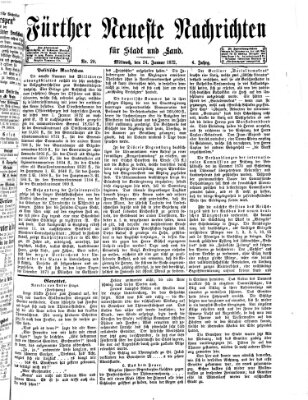 Fürther neueste Nachrichten für Stadt und Land (Fürther Abendzeitung) Mittwoch 24. Januar 1872