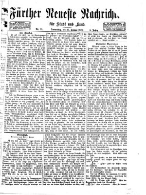 Fürther neueste Nachrichten für Stadt und Land (Fürther Abendzeitung) Donnerstag 25. Januar 1872