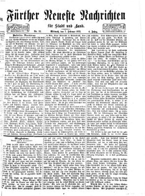 Fürther neueste Nachrichten für Stadt und Land (Fürther Abendzeitung) Mittwoch 7. Februar 1872