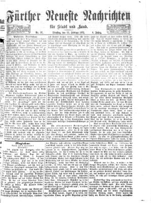 Fürther neueste Nachrichten für Stadt und Land (Fürther Abendzeitung) Dienstag 13. Februar 1872