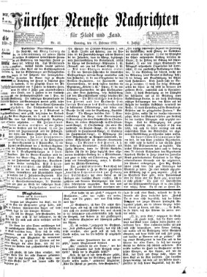 Fürther neueste Nachrichten für Stadt und Land (Fürther Abendzeitung) Sonntag 18. Februar 1872