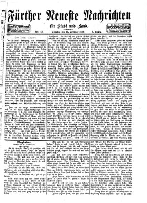 Fürther neueste Nachrichten für Stadt und Land (Fürther Abendzeitung) Sonntag 25. Februar 1872