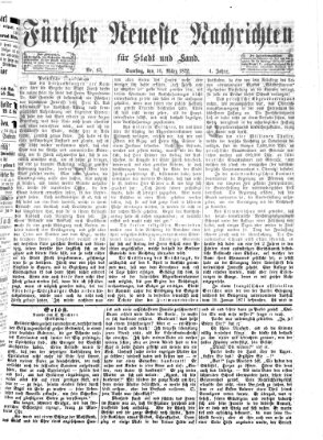 Fürther neueste Nachrichten für Stadt und Land (Fürther Abendzeitung) Samstag 16. März 1872