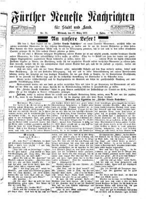 Fürther neueste Nachrichten für Stadt und Land (Fürther Abendzeitung) Mittwoch 27. März 1872