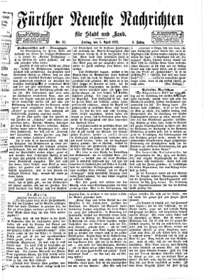 Fürther neueste Nachrichten für Stadt und Land (Fürther Abendzeitung) Freitag 5. April 1872