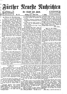 Fürther neueste Nachrichten für Stadt und Land (Fürther Abendzeitung) Samstag 6. April 1872