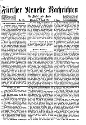 Fürther neueste Nachrichten für Stadt und Land (Fürther Abendzeitung) Mittwoch 7. August 1872