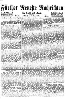 Fürther neueste Nachrichten für Stadt und Land (Fürther Abendzeitung) Mittwoch 14. August 1872