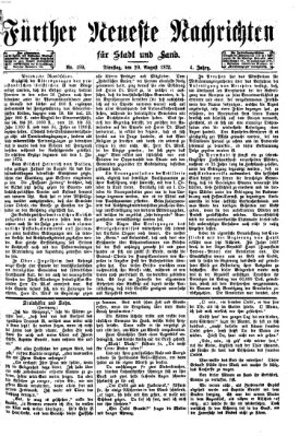 Fürther neueste Nachrichten für Stadt und Land (Fürther Abendzeitung) Dienstag 20. August 1872