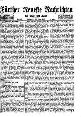 Fürther neueste Nachrichten für Stadt und Land (Fürther Abendzeitung) Samstag 24. August 1872