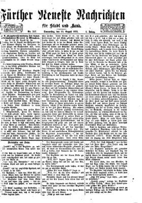 Fürther neueste Nachrichten für Stadt und Land (Fürther Abendzeitung) Donnerstag 29. August 1872