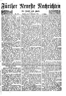 Fürther neueste Nachrichten für Stadt und Land (Fürther Abendzeitung) Samstag 7. September 1872