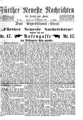 Fürther neueste Nachrichten für Stadt und Land (Fürther Abendzeitung) Freitag 13. September 1872