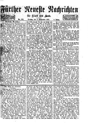 Fürther neueste Nachrichten für Stadt und Land (Fürther Abendzeitung) Dienstag 17. September 1872