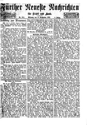 Fürther neueste Nachrichten für Stadt und Land (Fürther Abendzeitung) Mittwoch 18. September 1872