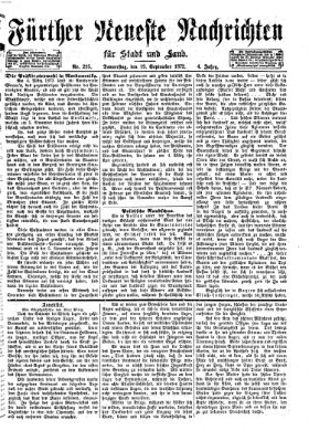 Fürther neueste Nachrichten für Stadt und Land (Fürther Abendzeitung) Donnerstag 19. September 1872