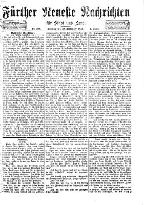 Fürther neueste Nachrichten für Stadt und Land (Fürther Abendzeitung) Sonntag 22. September 1872