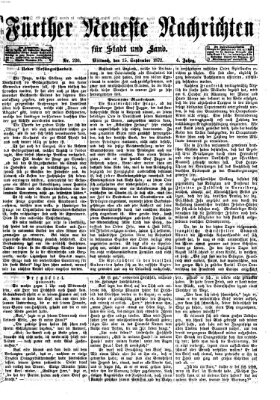 Fürther neueste Nachrichten für Stadt und Land (Fürther Abendzeitung) Mittwoch 25. September 1872