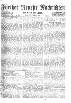 Fürther neueste Nachrichten für Stadt und Land (Fürther Abendzeitung) Freitag 4. Oktober 1872